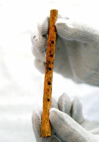 河南省舞阳县贾湖新石器时代遗址中出土8000多年前骨笛