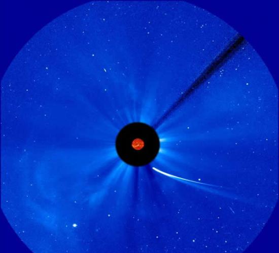 图为11月28日下午，ISON彗星逐渐接近太阳。