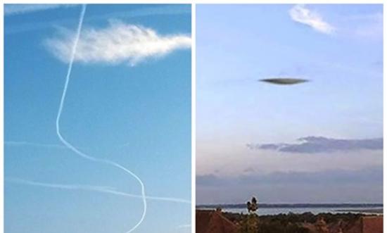 英国汉普郡女教师拍得天空中出现奇怪飞行轨迹 疑与上周发现的UFO有关