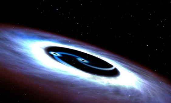 图为Mrk231星系双重黑洞的构想图