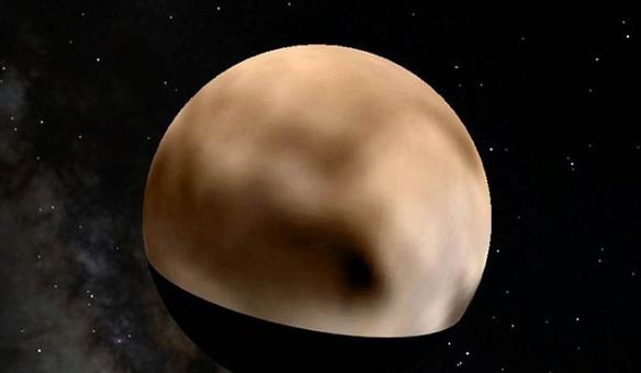 研究人员将冥王星地图添加到“谷歌地球”软件中，方便人们对这颗矮行星进行更多探索。图中展示的是黑色区域“鲸”的头部和身体。