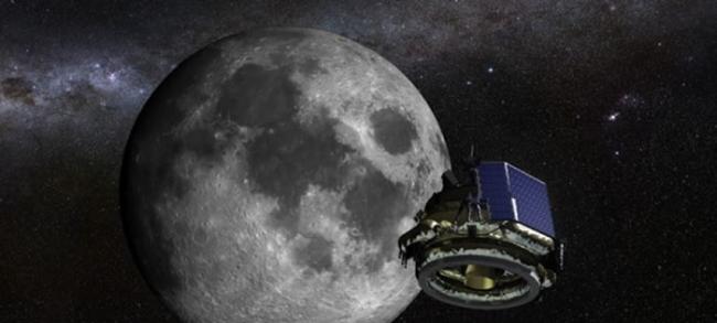 洗衣机大小的登陆器飞向月球模拟图。