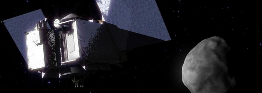 艺术示意图：美国宇航局的Osiris-Rex项目，它将在2018年前往贝努小行星取样返回。由于贝努小行星的轨道与地球轨道相交，有大约1/2500的可能性这颗小行