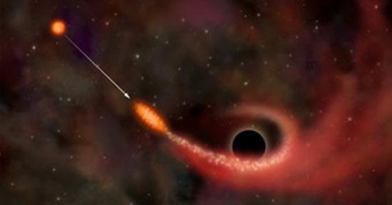 一颗恒星被黑洞潮汐力撕裂