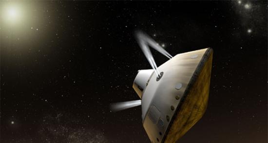 艺术家描绘“好奇号”火星车进入火星大气层时的状况，历经253天太空飞行，暴露在高辐射星际环境下，2012年8月5日“好奇号”成功着陆火星表面