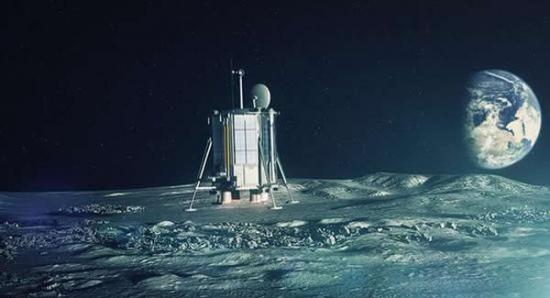 艺术想象图：月球上的钻探机器人