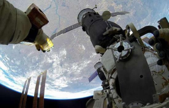 照片展示了宇航员安装这个小型动物园时看到的地球样子。
