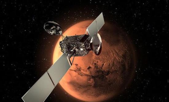 2016年发射的火星探测器，由一个火星轨道飞行器和一个着陆器组成。前者用于测量火星的大气状况，后者用于探测火星表面。