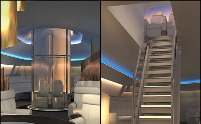 空中展望台设有两款设计，分别是升降版（左图）及楼梯版（右图）。