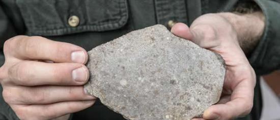 一块发现于阿根廷境内的陨石碎块，其中可以观察到球粒结构。