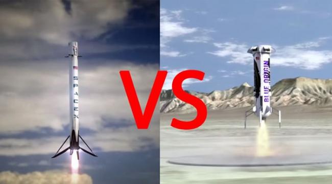 Blue Origin（右）挑战SpaceX（左）成功。
