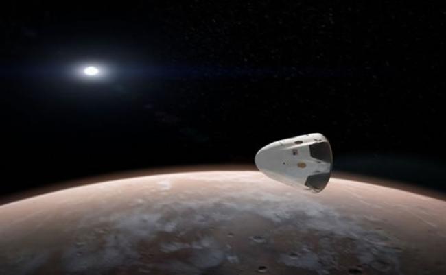 SpaceX计划把“红龙”送上火星。图为构想图。