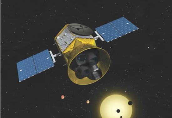 “凌日系外行星勘测人造卫星”(TESS)在轨工作示意图