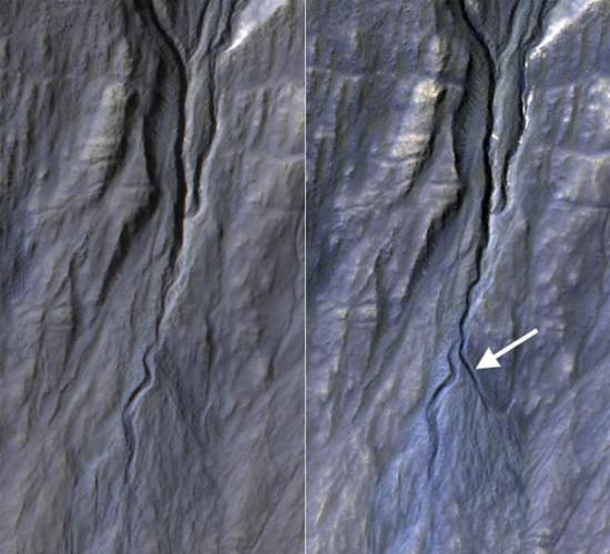 新出现的火星沟壑