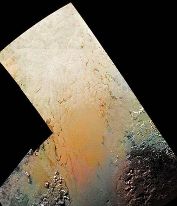 这片冰原位于前日公布的冥王星极区冰冷群山的北部