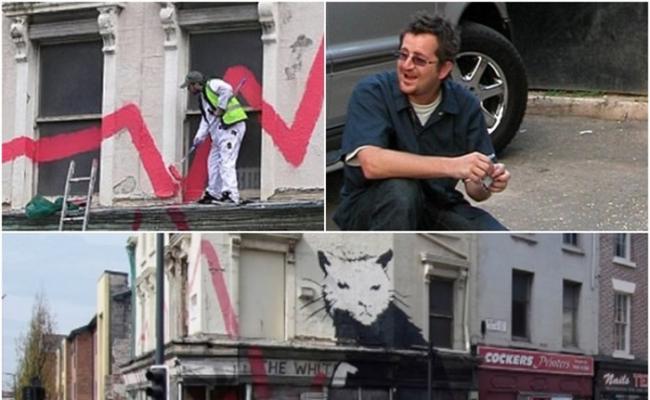 新书公开Banksy真身的照片（左上图），右上图为被指是甘宁汉的男子。
