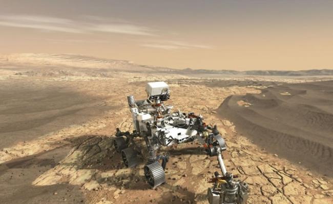 NASA构想“火星2020”登陆后的情况。