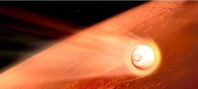 北京时间2月19日4点48分(美国东部时间2月18日15点48分)，预计该火星车抵达火星大气层顶端，时速达到19500公里。进入火星大气层大约90秒后，火星车出