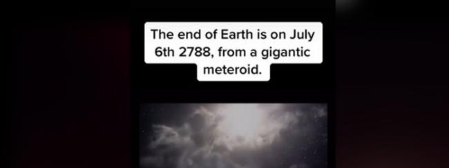 自称“时间旅人”的网友声称：地球将在2788年7月6日因流星撞击而面临世界末日