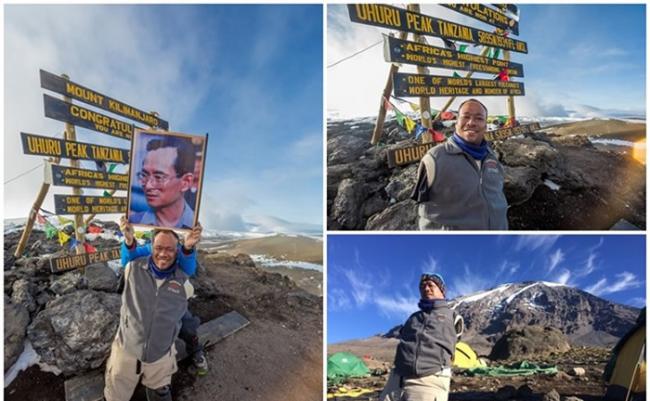 泰国无臂画家亿甲猜征服世界第7峰乞力马扎罗山 山顶绘已故泰王蒲眉蓬像