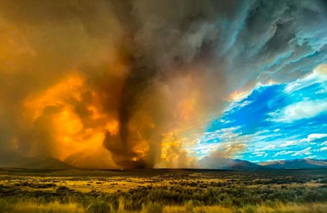 美国加州死亡谷国家公园录得创纪录摄氏54.4度高温 山火猛烈现火龙卷