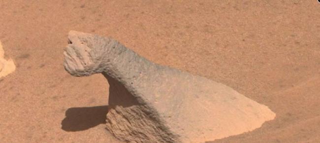 NASA毅力号火星车在火星上拍摄到“腕龙”状岩石