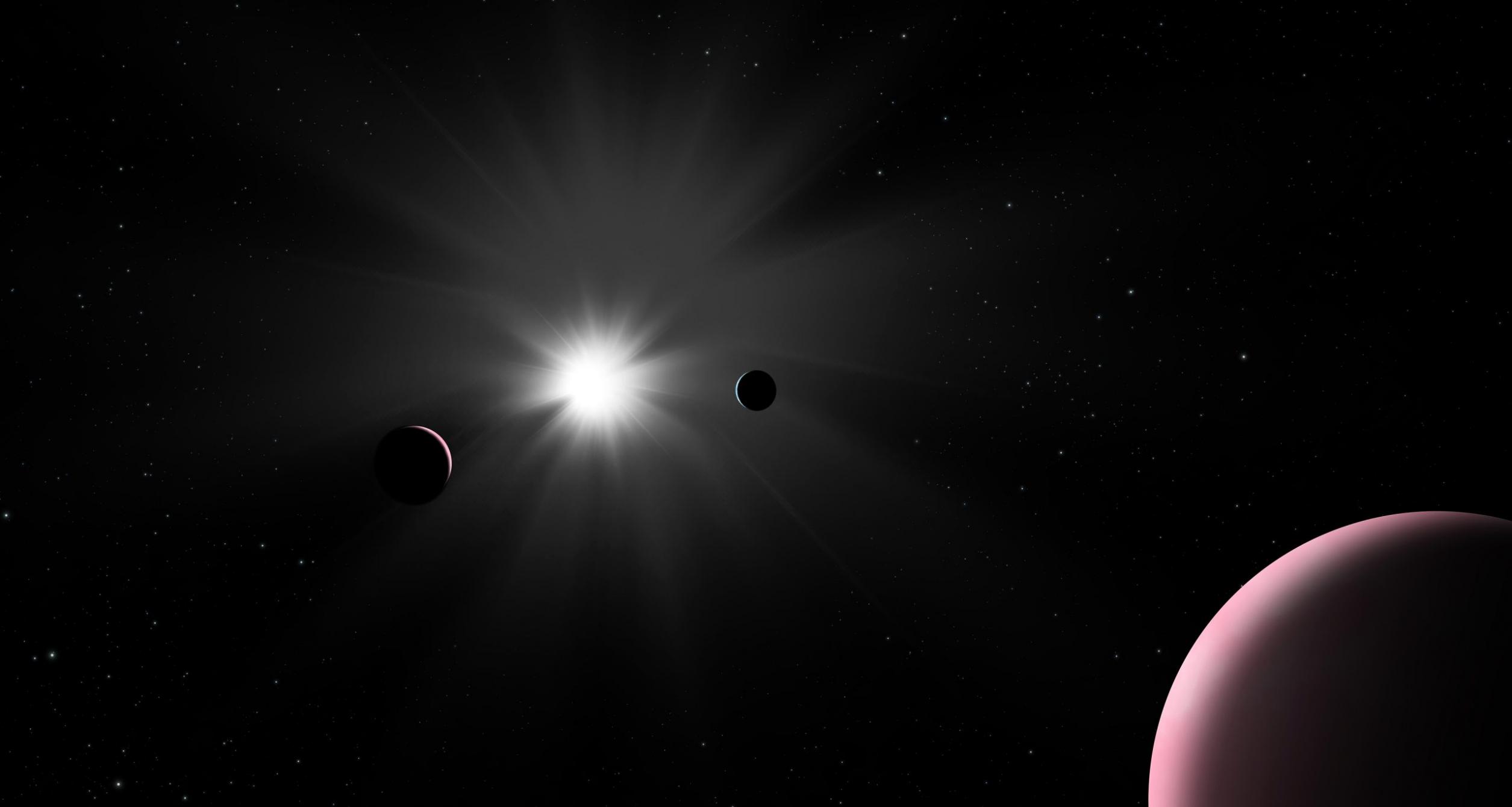 Nu2 Lupi行星系统的想象图（来自：ESA）