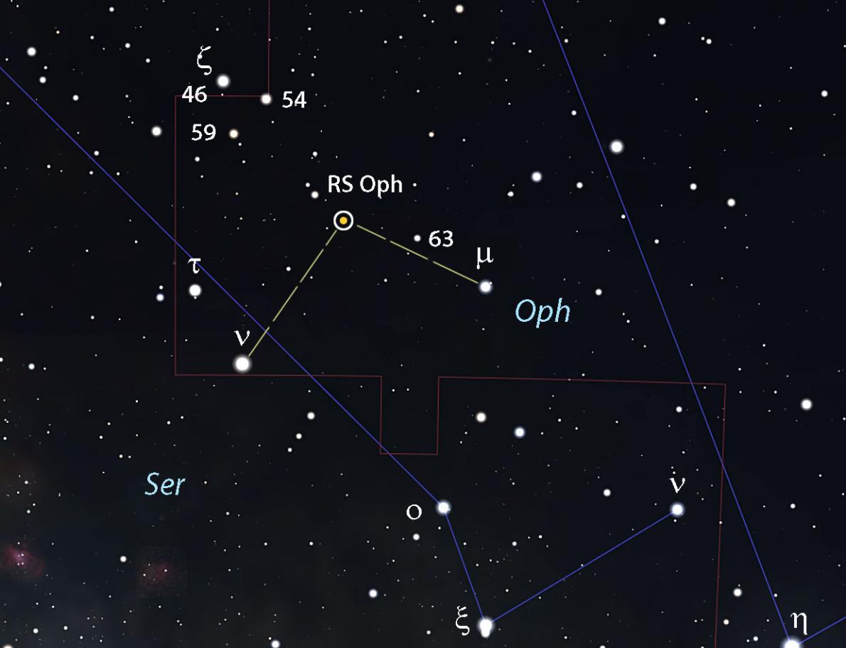 肉眼可见：蛇夫座一颗罕见的再发新星RS Ophiuchi正在经历爆发