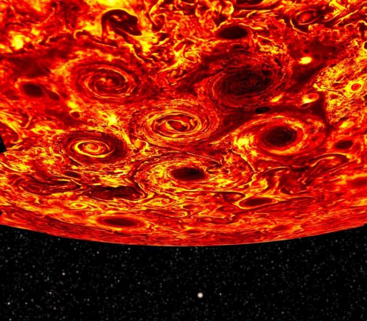 魏茨曼科学研究所的科学家揭示巨大的气旋风暴如何在木星的两极保持稳定