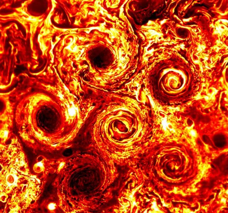 魏茨曼科学研究所的科学家揭示巨大的气旋风暴如何在木星的两极保持稳定